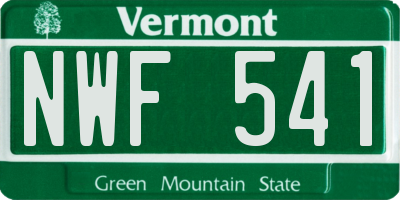 VT license plate NWF541