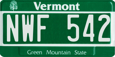 VT license plate NWF542