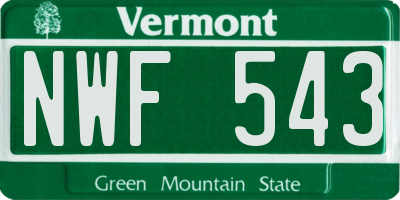 VT license plate NWF543
