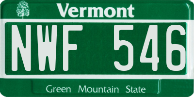 VT license plate NWF546