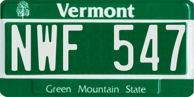 VT license plate NWF547