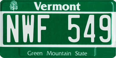 VT license plate NWF549