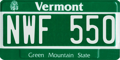 VT license plate NWF550