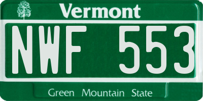 VT license plate NWF553
