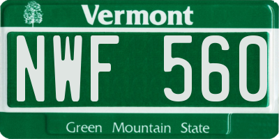 VT license plate NWF560