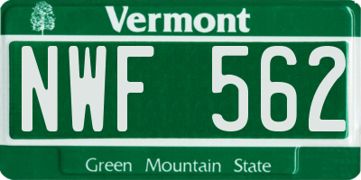 VT license plate NWF562