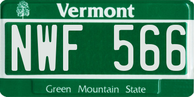 VT license plate NWF566