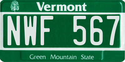 VT license plate NWF567