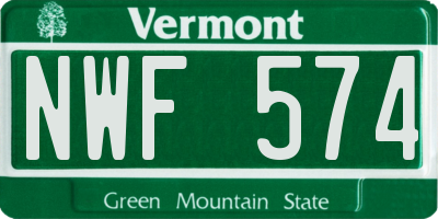 VT license plate NWF574