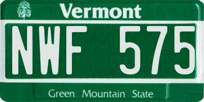 VT license plate NWF575