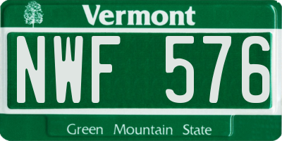 VT license plate NWF576