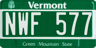 VT license plate NWF577