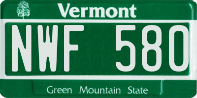 VT license plate NWF580