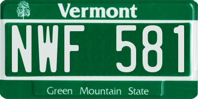 VT license plate NWF581
