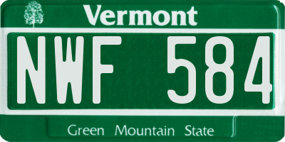 VT license plate NWF584