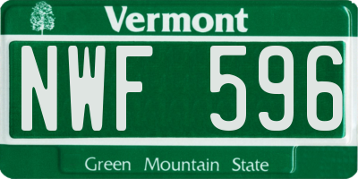 VT license plate NWF596