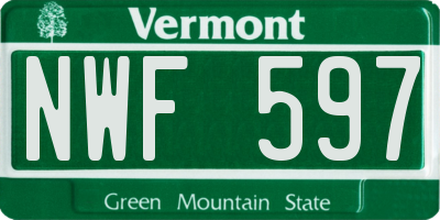 VT license plate NWF597