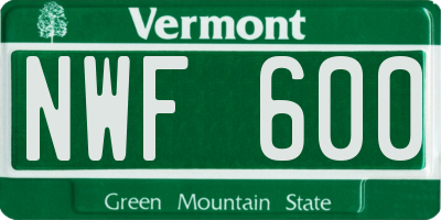 VT license plate NWF600