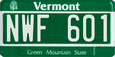 VT license plate NWF601