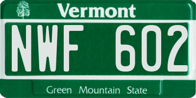 VT license plate NWF602