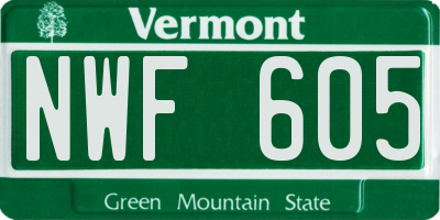 VT license plate NWF605