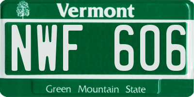VT license plate NWF606