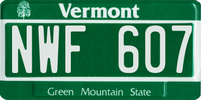 VT license plate NWF607