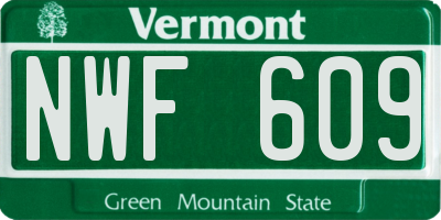 VT license plate NWF609