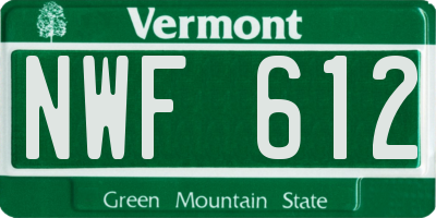 VT license plate NWF612