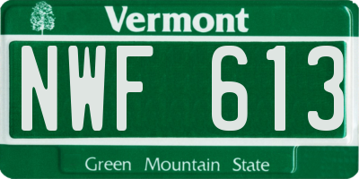 VT license plate NWF613