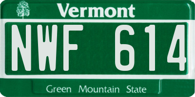 VT license plate NWF614