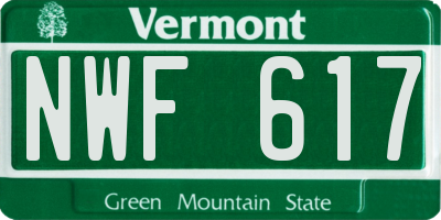 VT license plate NWF617