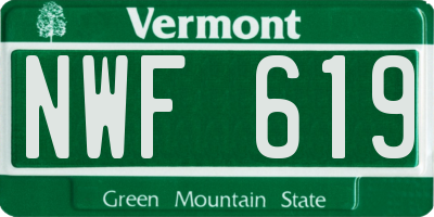 VT license plate NWF619