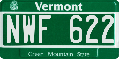 VT license plate NWF622