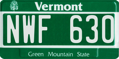 VT license plate NWF630