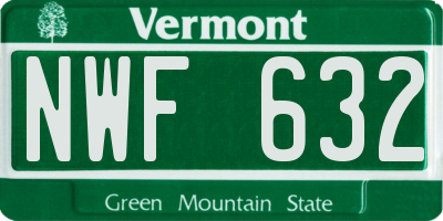 VT license plate NWF632