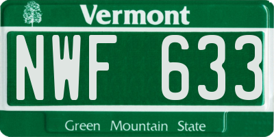 VT license plate NWF633