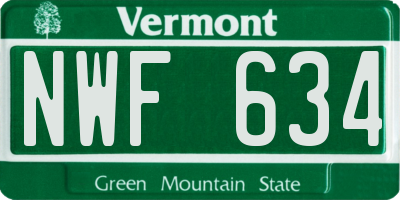 VT license plate NWF634