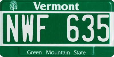 VT license plate NWF635