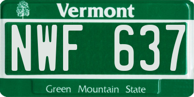 VT license plate NWF637