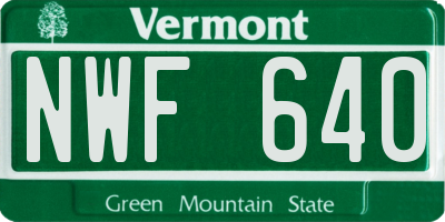 VT license plate NWF640
