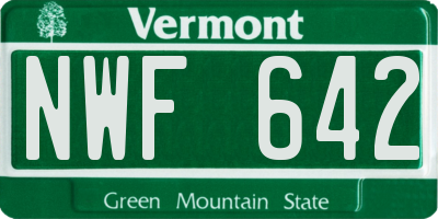 VT license plate NWF642