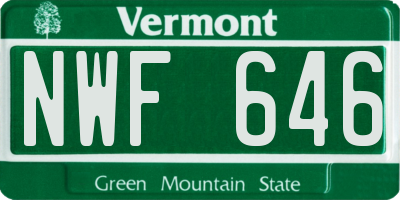 VT license plate NWF646