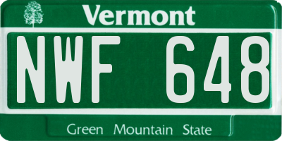 VT license plate NWF648