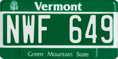 VT license plate NWF649