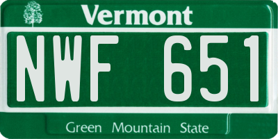 VT license plate NWF651