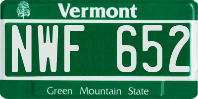 VT license plate NWF652