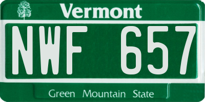 VT license plate NWF657