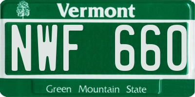 VT license plate NWF660