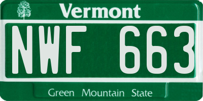 VT license plate NWF663